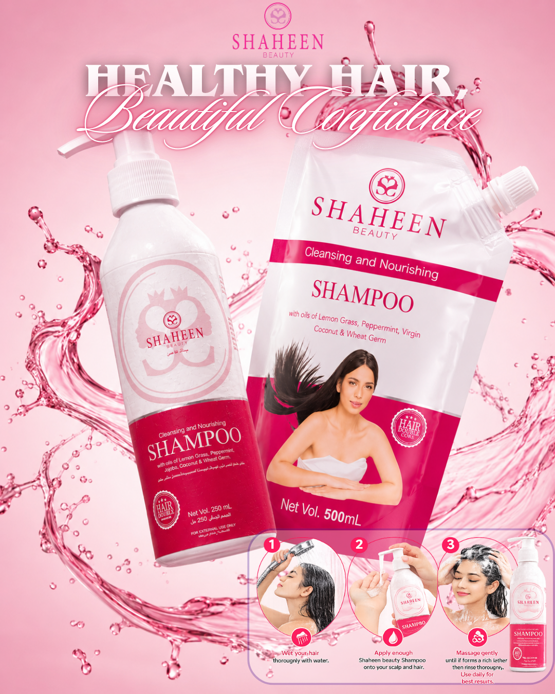 Shaheen Beauty Refill Pack 500ML + Bottle 250ML Bundle Pack